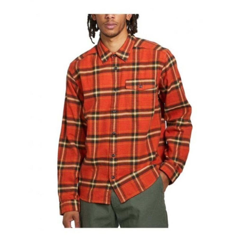 Like New! Patagonia Men's Organic Cotton Fjord Flannel Shirt Hot Ember Size L